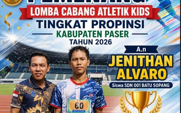Dua Pelajar Paser Sabet Juara 1 Atletik Kids O2SN Tingkat Provinsi Kaltim
