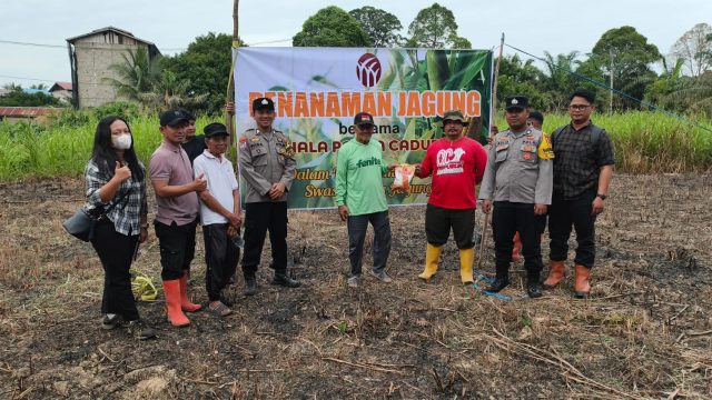Polsek Muara Bengkal Dampingi Penanaman Jagung Hibrida Bersama PT Nala Palma Cadudasa